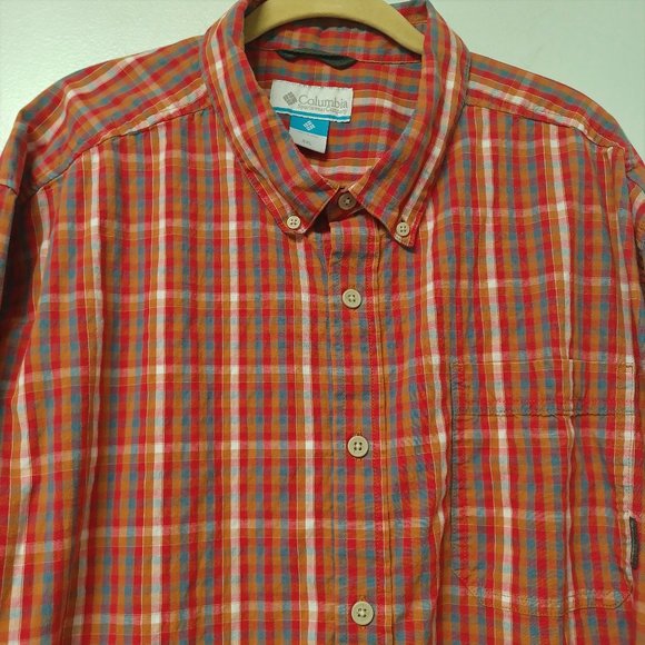 Columbia Other - SOLD!--Columbia Long Sleeve Plaid Shirt, Red, Orange, Blue Tan, XXL